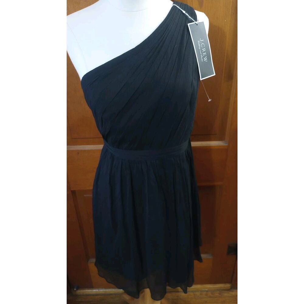 J.Crew Silk Dress Sz 6 New Black Crape Mini Bridesmaid Wedding Party‎ - Picture 4 of 12